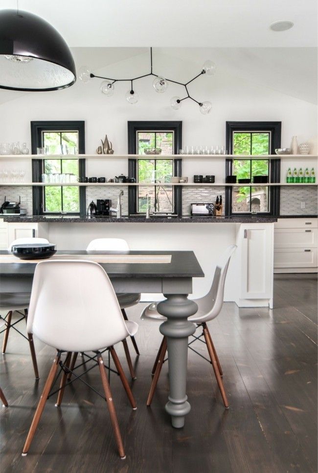 Modern kitchen interior design ideas chair dining table gray