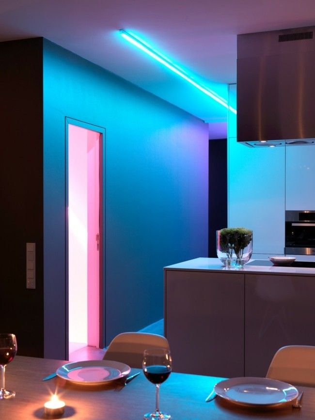Modern kitchen LED lighting interior design idea