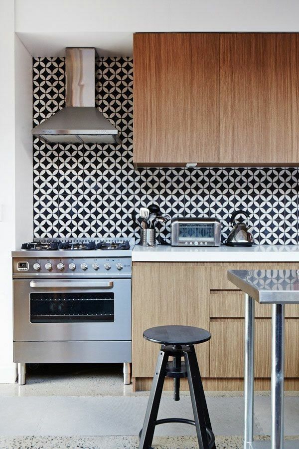 Retro Küchenspiegel stilvolle Küche Edelstahl Holz