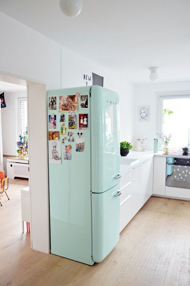 Scandinavian style kitchen interior ideas mint refrigerator