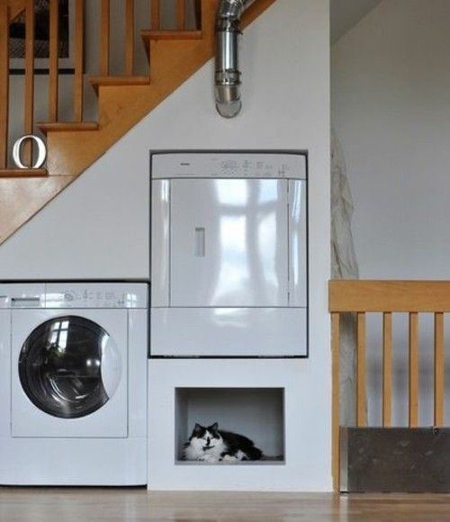 Laundry room under the stairs