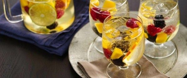 Homemade white wine sangria summer party