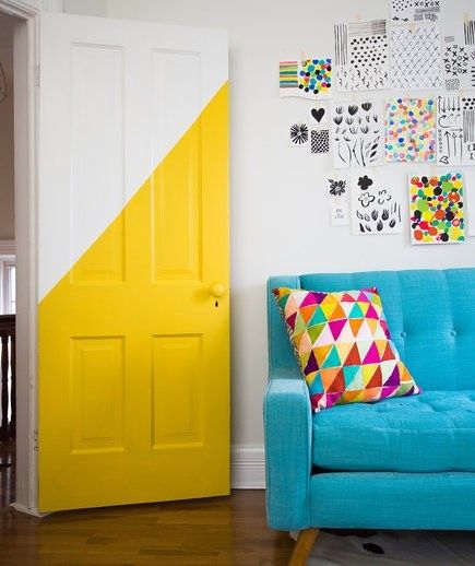 Living room door stickers yellow ideas