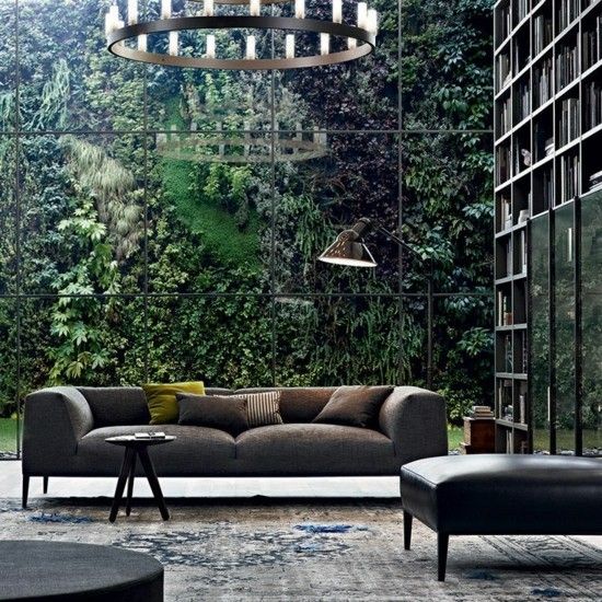 Living room with vertical garden