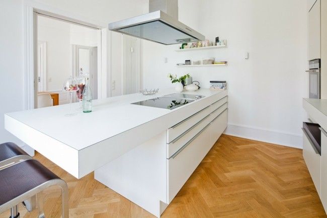 skandinavischer Stil Küche weiße Kücheninsel Einrichtungsideen