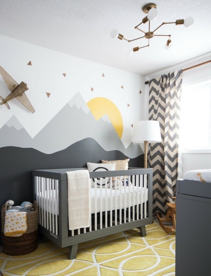 baby room-creative-wall-design-cot-gray