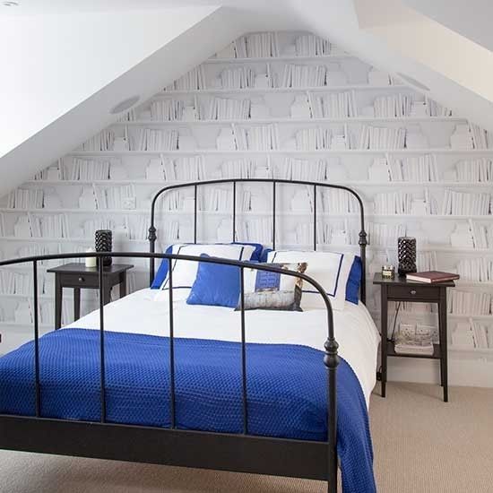 attic-great-bedroom-blue-bed linen-attic