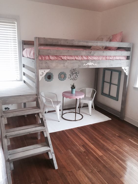 Loft bed stairs wood