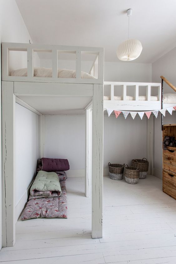 children's loft bed in white