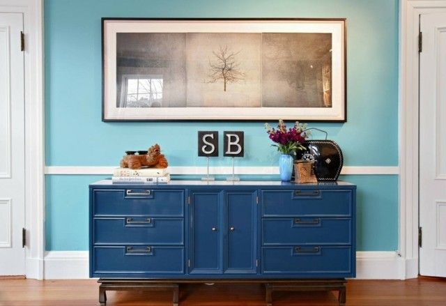 chest of drawers in navy blue retro design