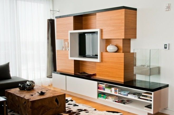 living room-design-ideas-wood-high-gloss-tv-stand-furniture