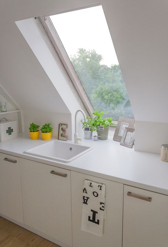 small-kitchen-countertop-mansard-skylights