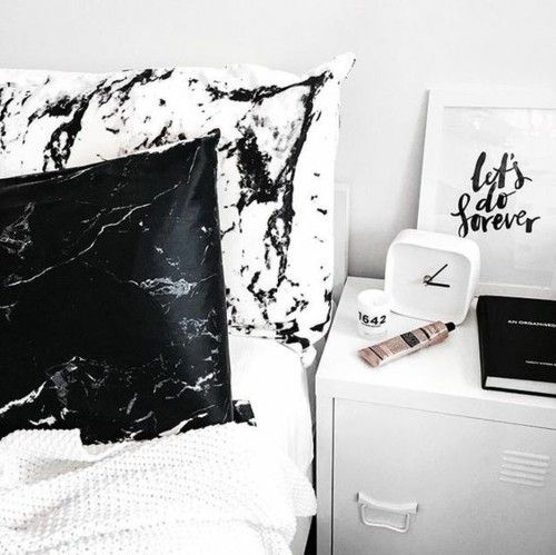 bed linen-marble-pillowcase-bedside table-bedroom