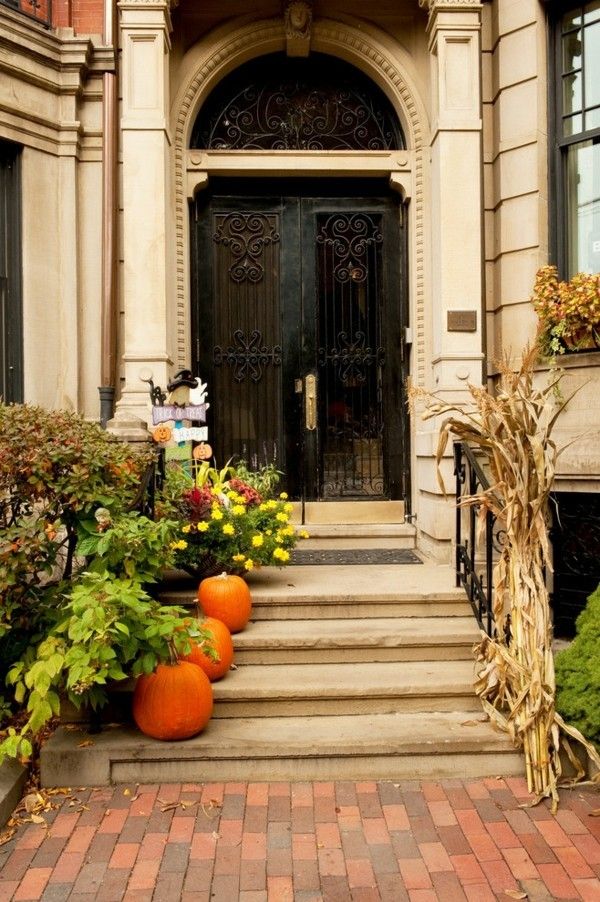 halloween-classic-entrance-ideas-with-house-and-metal-door