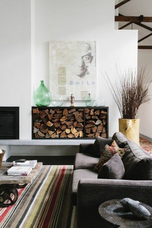 fireplace wall wooden shelf