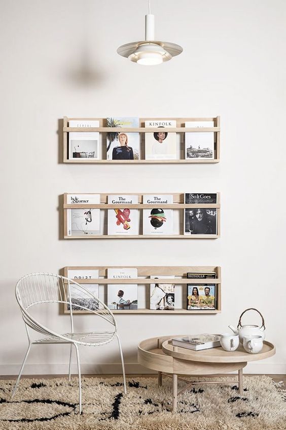 Book wall-coffee table-modern-wood-decoration-ideas