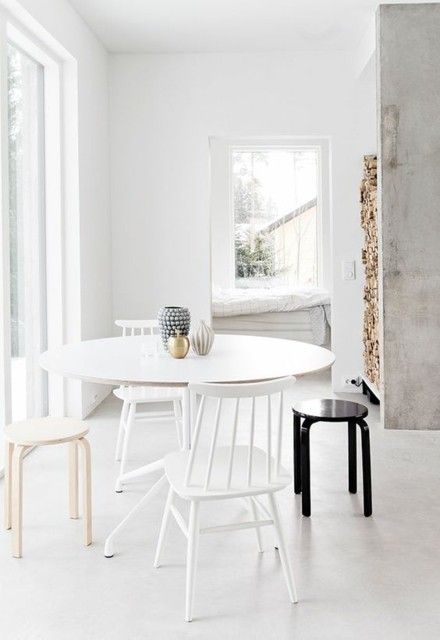 dining room-in-trend-color-white-dining table