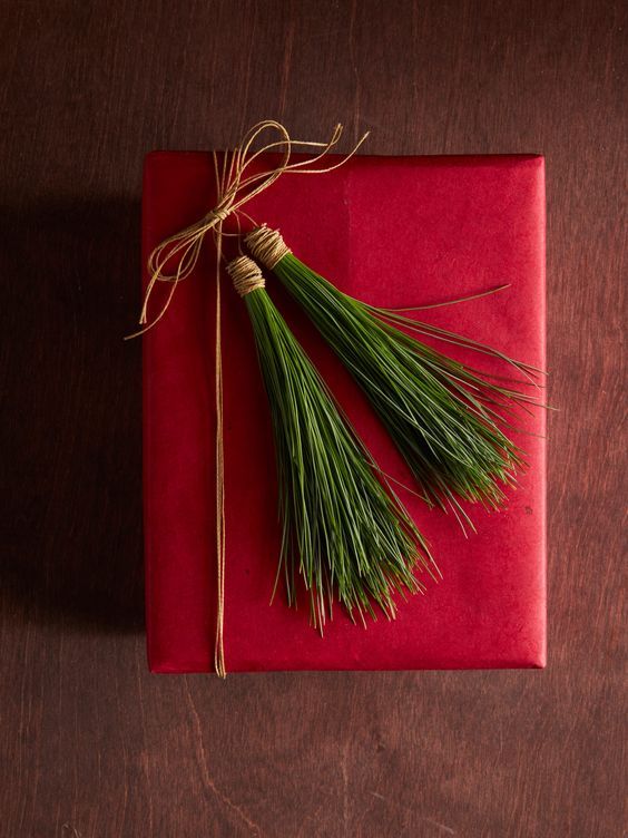 red-wrapping-paper-fir-green