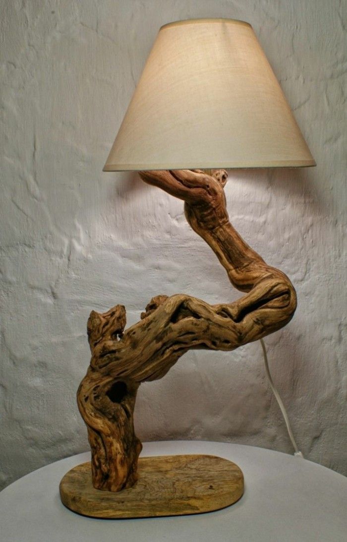 lamp-base made of driftwood