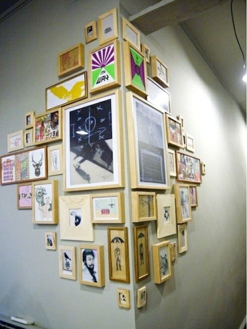 Light wood photo frame - photo wall ideas
