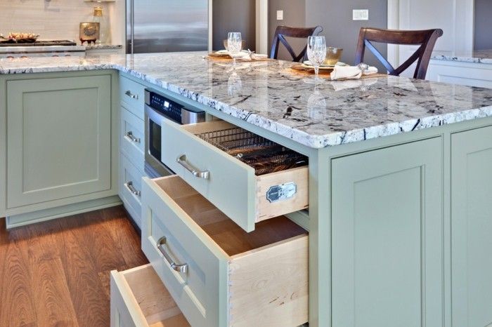 Kitchen island L-shaped granite top