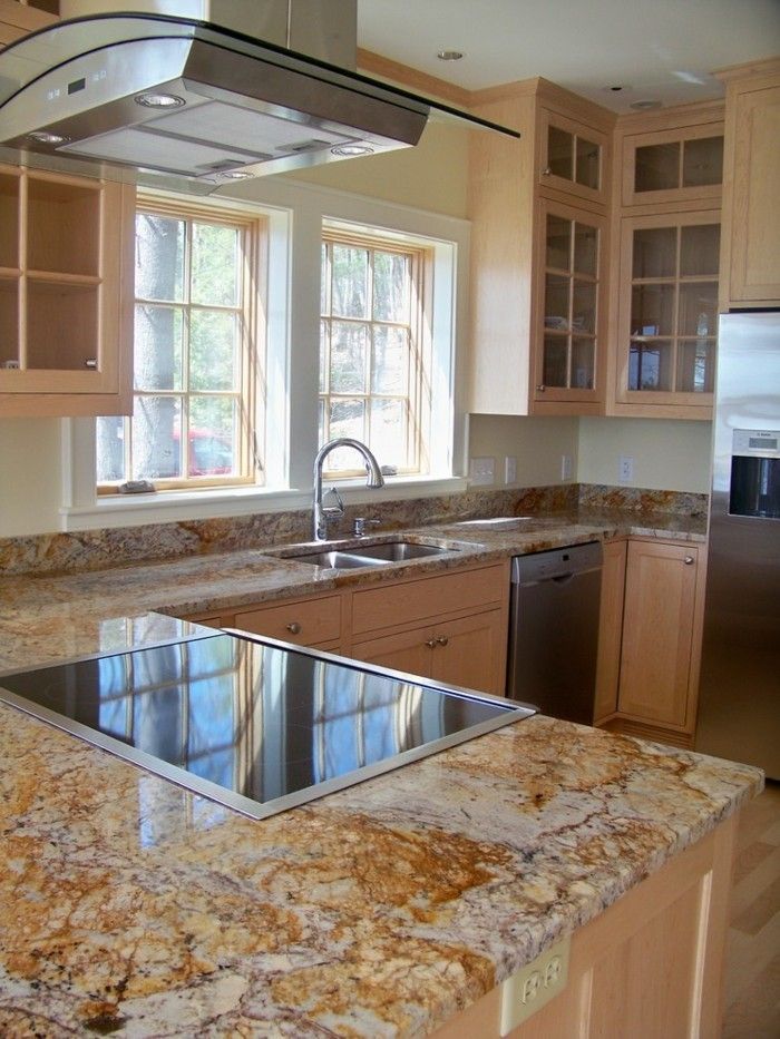 L-shaped kitchen countertops made of granite