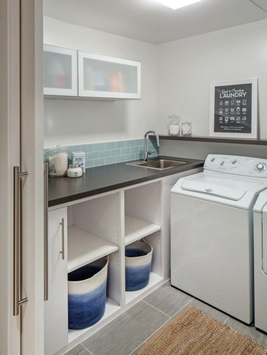 Modern laundry room with washing machine