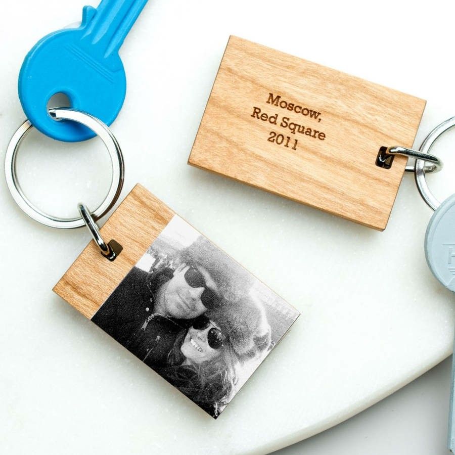 Valentinstag Geschenkideen Schlüsselring Fotoabdruck auf Holz