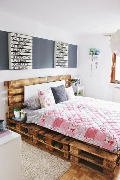 Furniture made from pallets sleeping bed