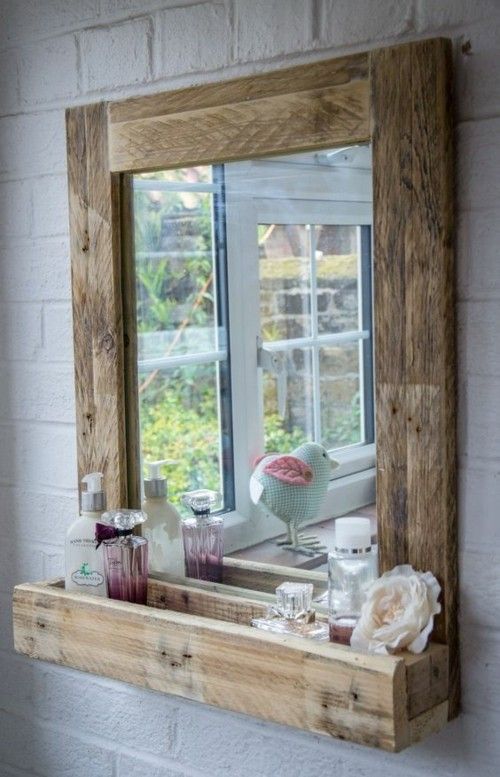 Spiegel für das Bad mit Rahmen -palleten deko ideen