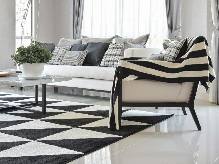Living room decorating ideas in white black