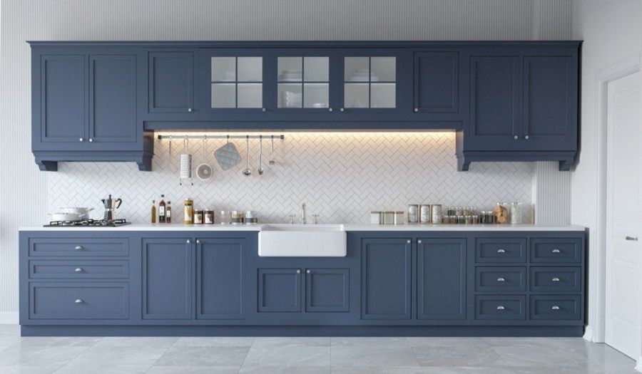 Blau Grau Weiß eine herrliche Farbkombination in der modernen Küche