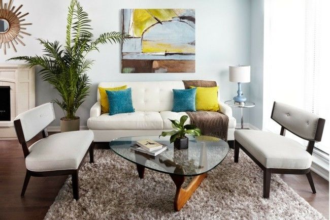 Deko Ideen Mietwohnung Wohnzimmer helle Farben Sofa