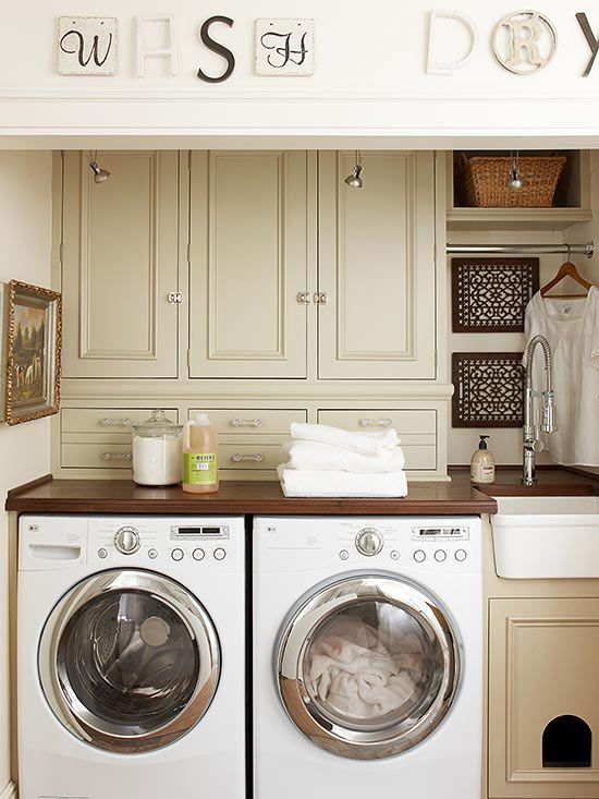 Moderne Waschküche kreative Ideen praktische Tipps kleine Deko Artikel