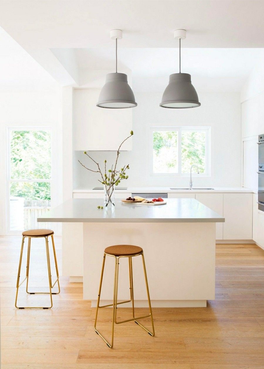 kleine Küche modernes Design minimalistisch weiß grau
