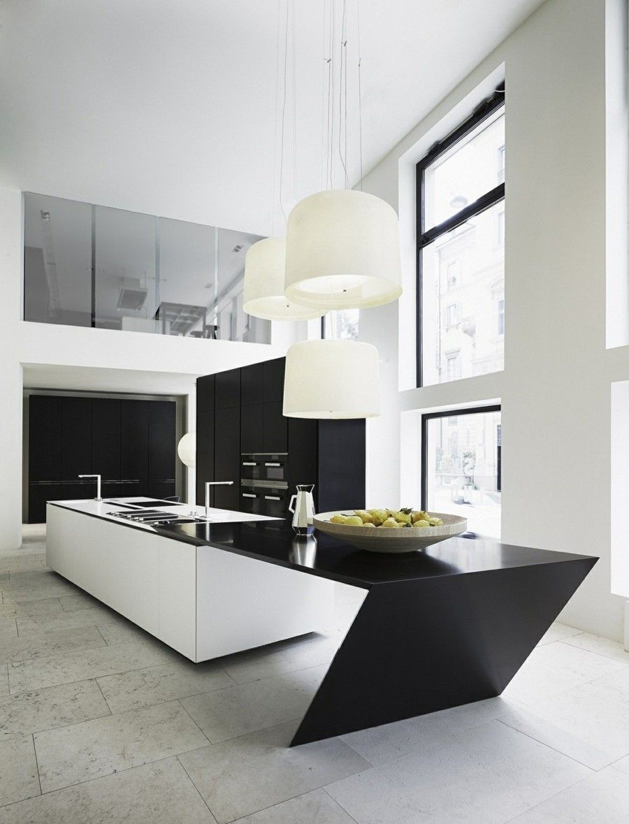 moderne Küche einrichten geometrische Formen Kücheninsel
