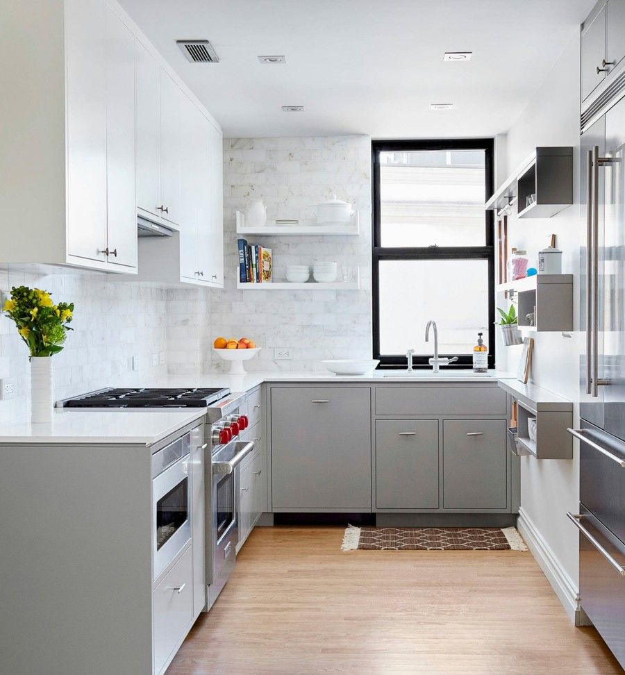 moderne Küche weiß graues Interieur