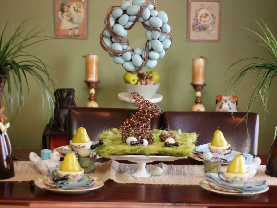 tolle Tischdeko Ideen Osterfest naturinspiriert Hase