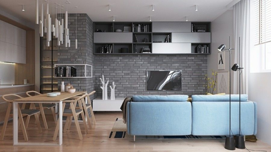 Grau modernes Wohnzimmer
