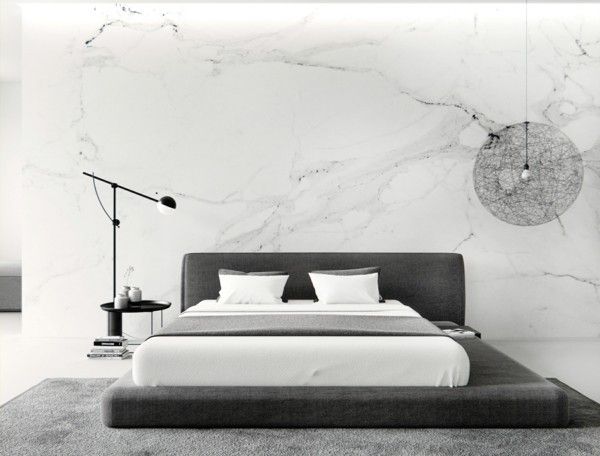 Luxus Schlafzimmereinrichtung Marmor Imitation Wand