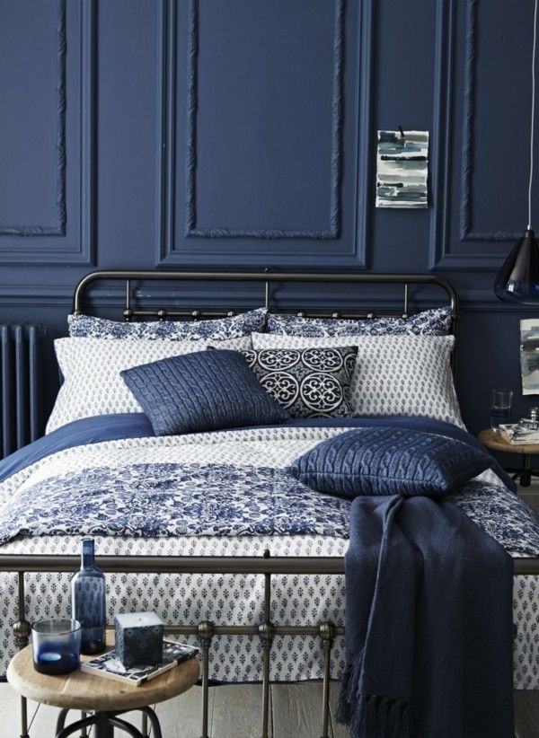 Maritimes Schlafzimmer in blau weiß modern ideen