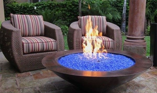 Outdoor Sessel Feuerstelle im Garten Bioethanol Feuerschale