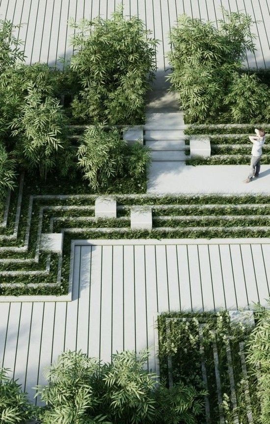 clevere Gestaltungsideen moderne Terrasse Begrünung Holz im Einsatz