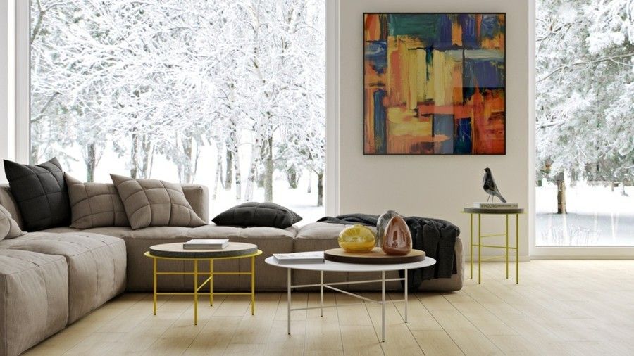 kräftige Farben Wandbild modernes Wohnzimmer