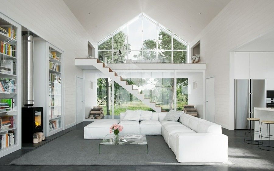 modernes Wohnzimmer stilvolle Möbel weiß