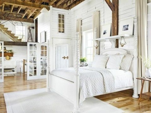 weißes Schlafzimmer im rustikalen Stil Gemütlichkeit pur