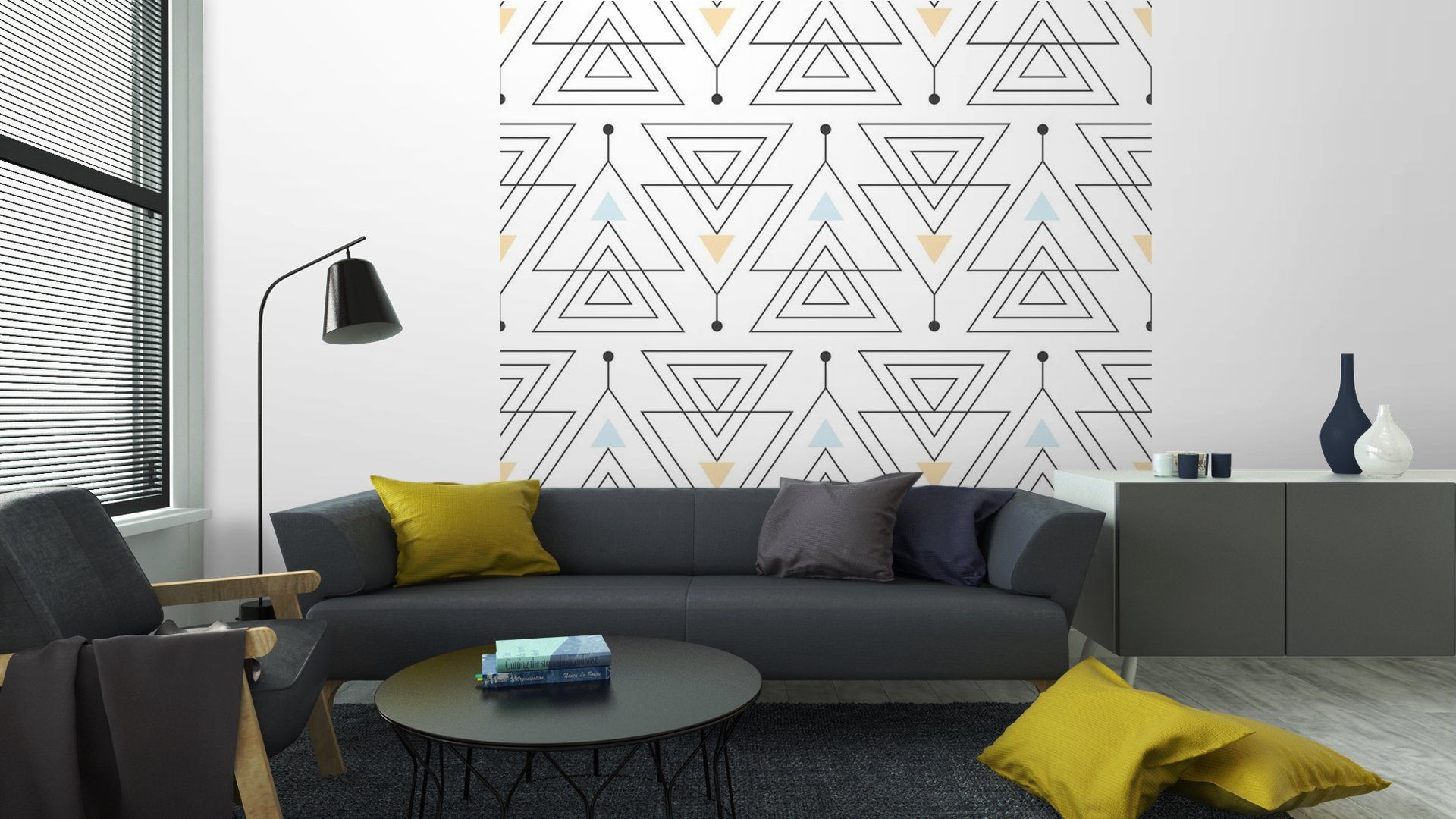 Modernes Wohnzimmer Fototapete geometrische Muster