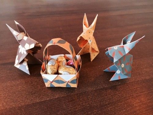 Oster Origami Hasen Osterkor deko ideen