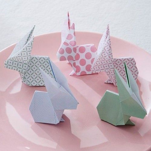 origami hase sitzen schwanz design idee gelb farbe