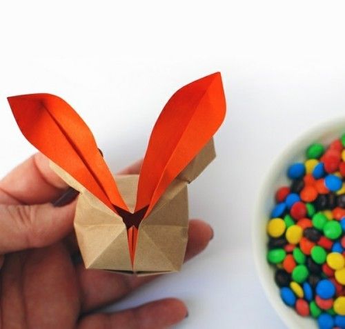 origami hase springen idee rosa papier basteln